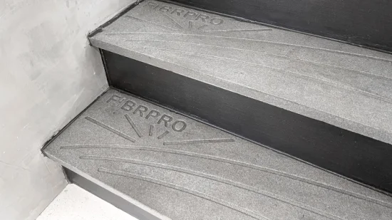 Fibrpro Tailored Bespoke Reinforced Stone Stair Tread Indoor Outdoor Flooring SMC BMC Composite Synthetic FRP/GRP Fiberglass Polymer Concrete Matching Color